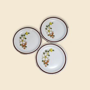 70s Cottagecore Boho Floral Small Plates Earth Tones Stoneware
